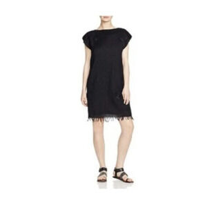 Pepin Grace Womens Black Shift Fringed Mini Dress Wool Lined Preppy Grunge 4